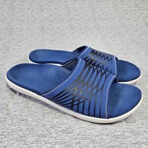 Spenco Thrust Mens Recovery Slides Orthotic Sandals Slip On Blue Arch Support 13